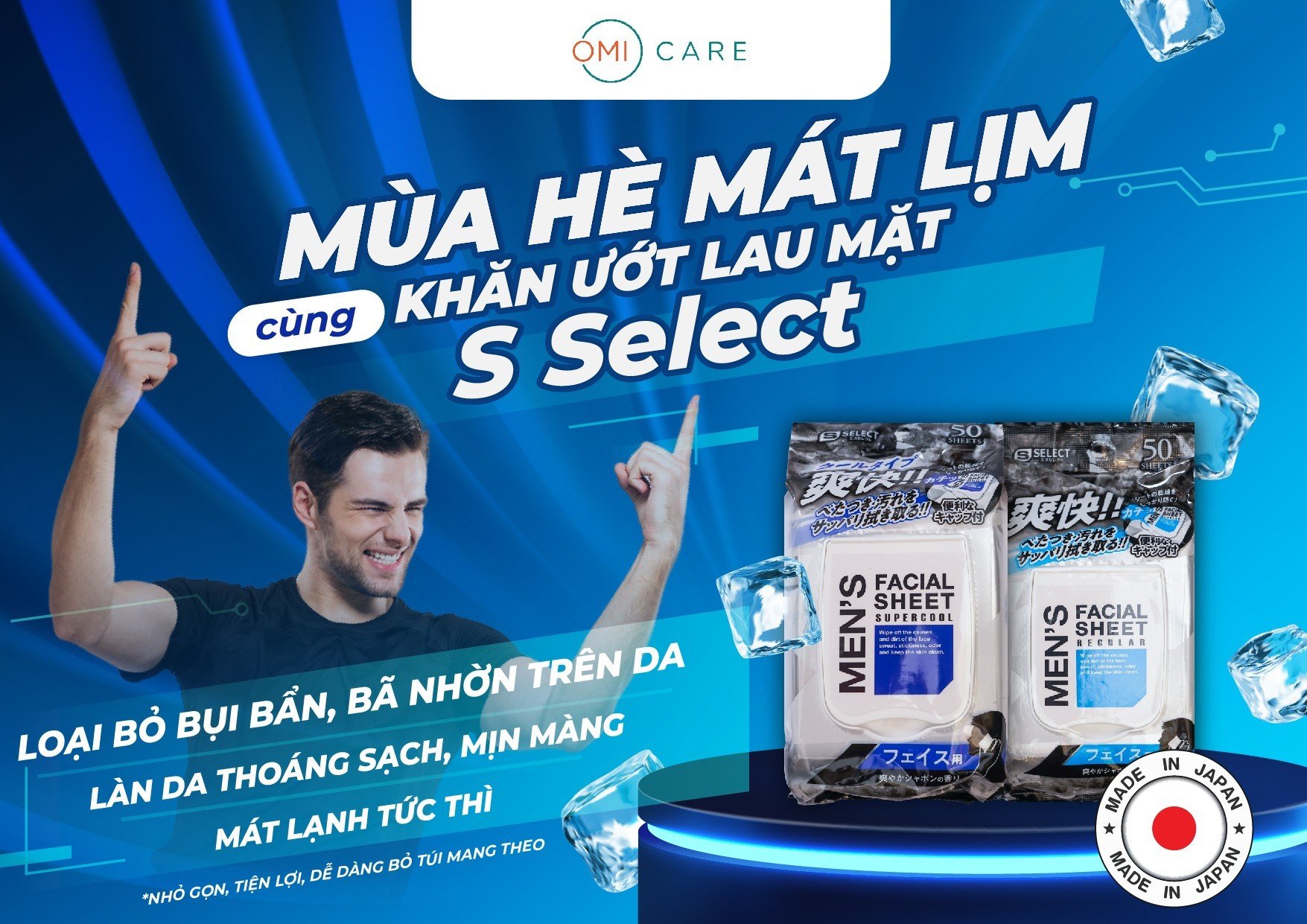 KHĂN ƯỚT LAU MẶT SIÊU MÁT LẠNH CHO NAM S SELECT - 2