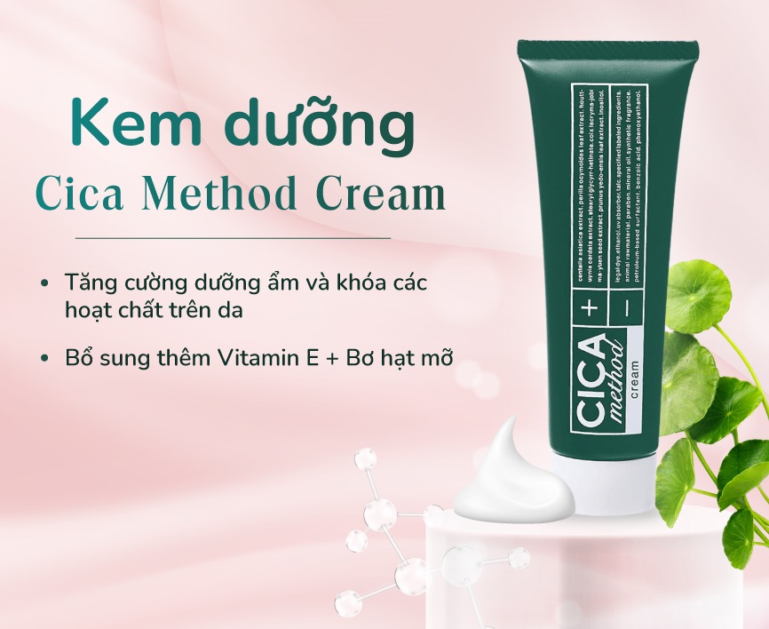 Kem dưỡng ẩm, ngăn ngừa mụn và phục hồi tổn thương da do mụn Cica Method