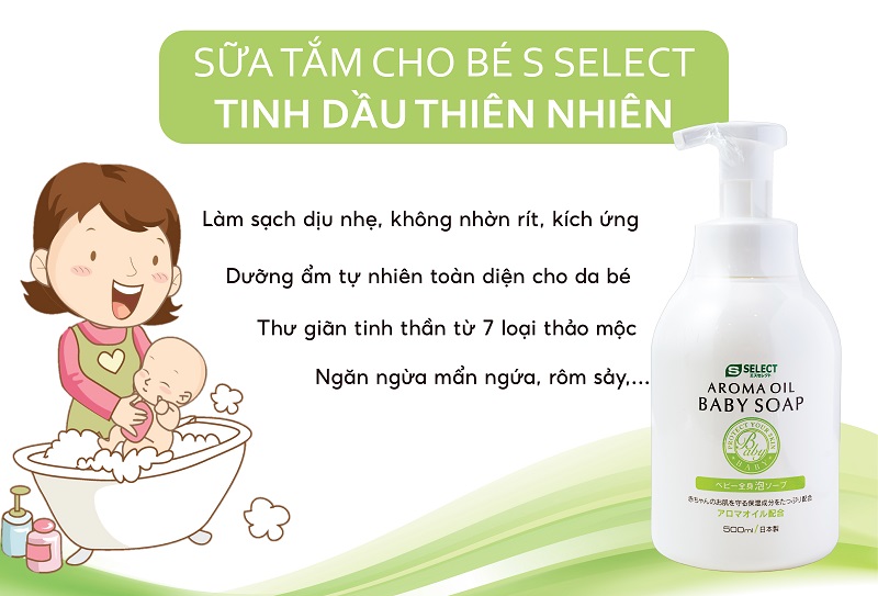 Sữa tắm tinh dầu thơm thiên nhiên cho bé S Select