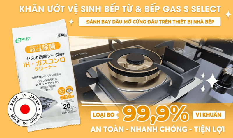 Khăn ướt vệ sinh bếp từ và bếp ga S Select