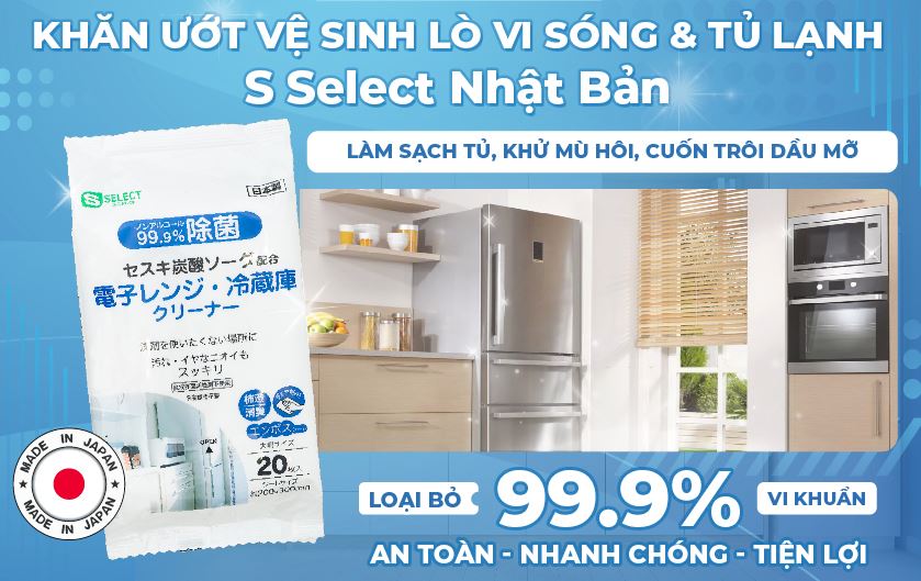 KHĂN ƯỚT VỆ SINH LÒ VI SÓNG & TỦ LẠNH S SELECT (GÓI 20 MIẾNG)