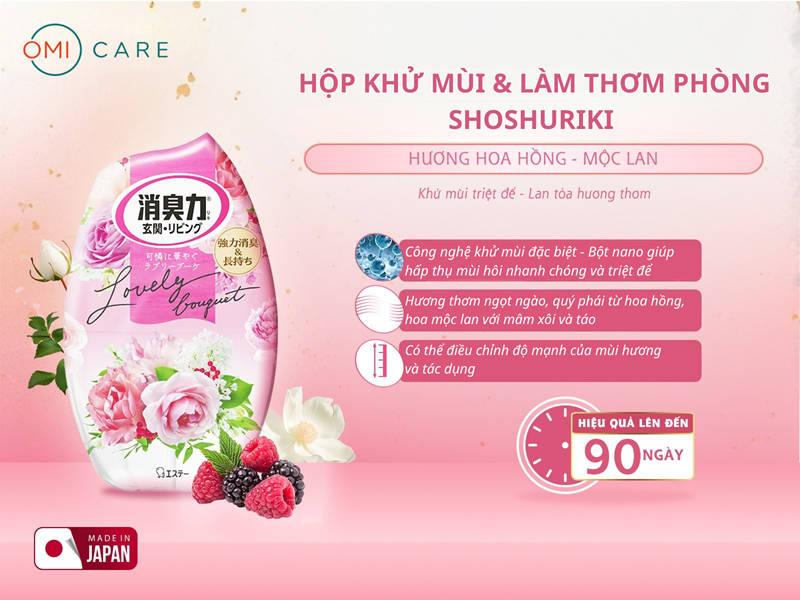 Hộp Khử Mùi & Làm Thơm Phòng Shoshuriki Hương Hoa Hồng - Mộc Lan