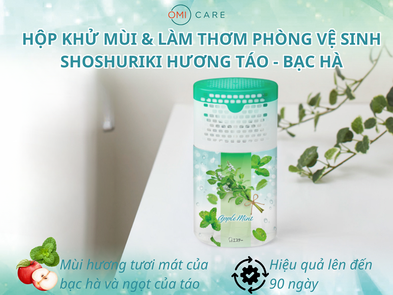 Hộp Khử Mùi & Làm Thơm Phòng Vệ Sinh Shoshuriki Hương Táo - Bạc Hà
