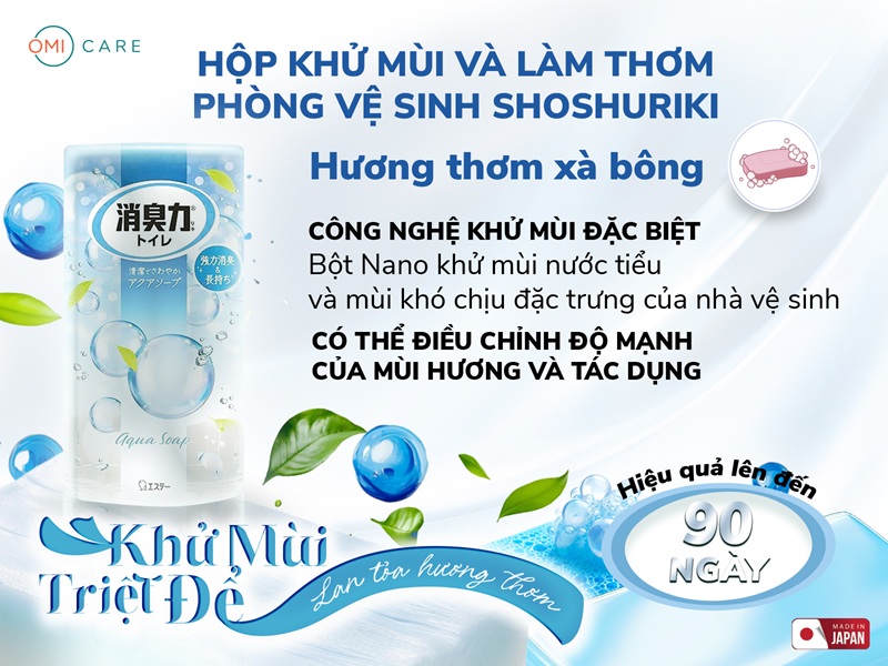 Hộp Khử Mùi & Làm Thơm Phòng Vệ Sinh Shoshuriki Hương Xà Bông