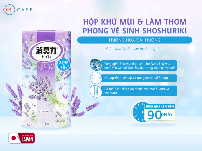 Hộp khử mùi & làm thơm phòng vệ sinh Shoshuriki Hương hoa oải hương