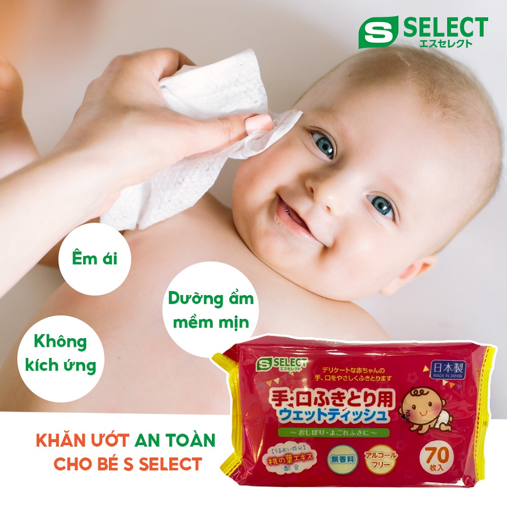 Khăn ướt lau tay và miệng cho bé S Select Nhật Bản